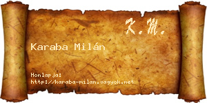 Karaba Milán névjegykártya