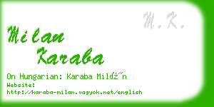 milan karaba business card